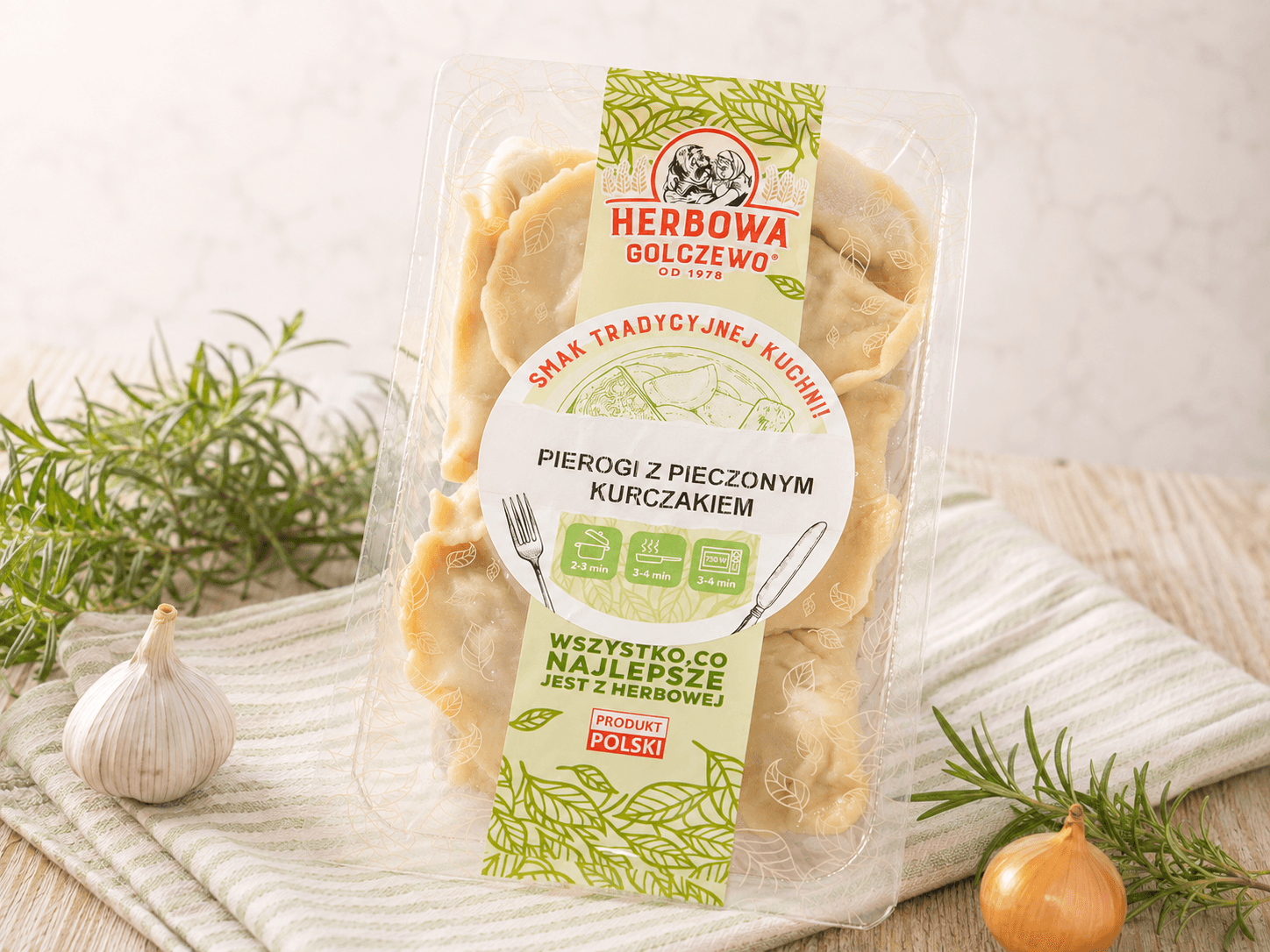Oryginalne opakowanie i zdjęcie produktu Pierogi z pieczonym kurczakiem