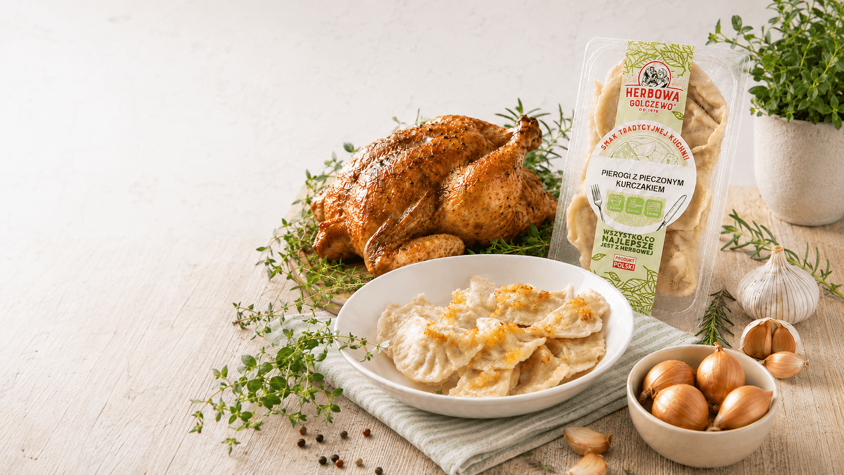 Pierogi z pieczonym kurczakiem Herbowa