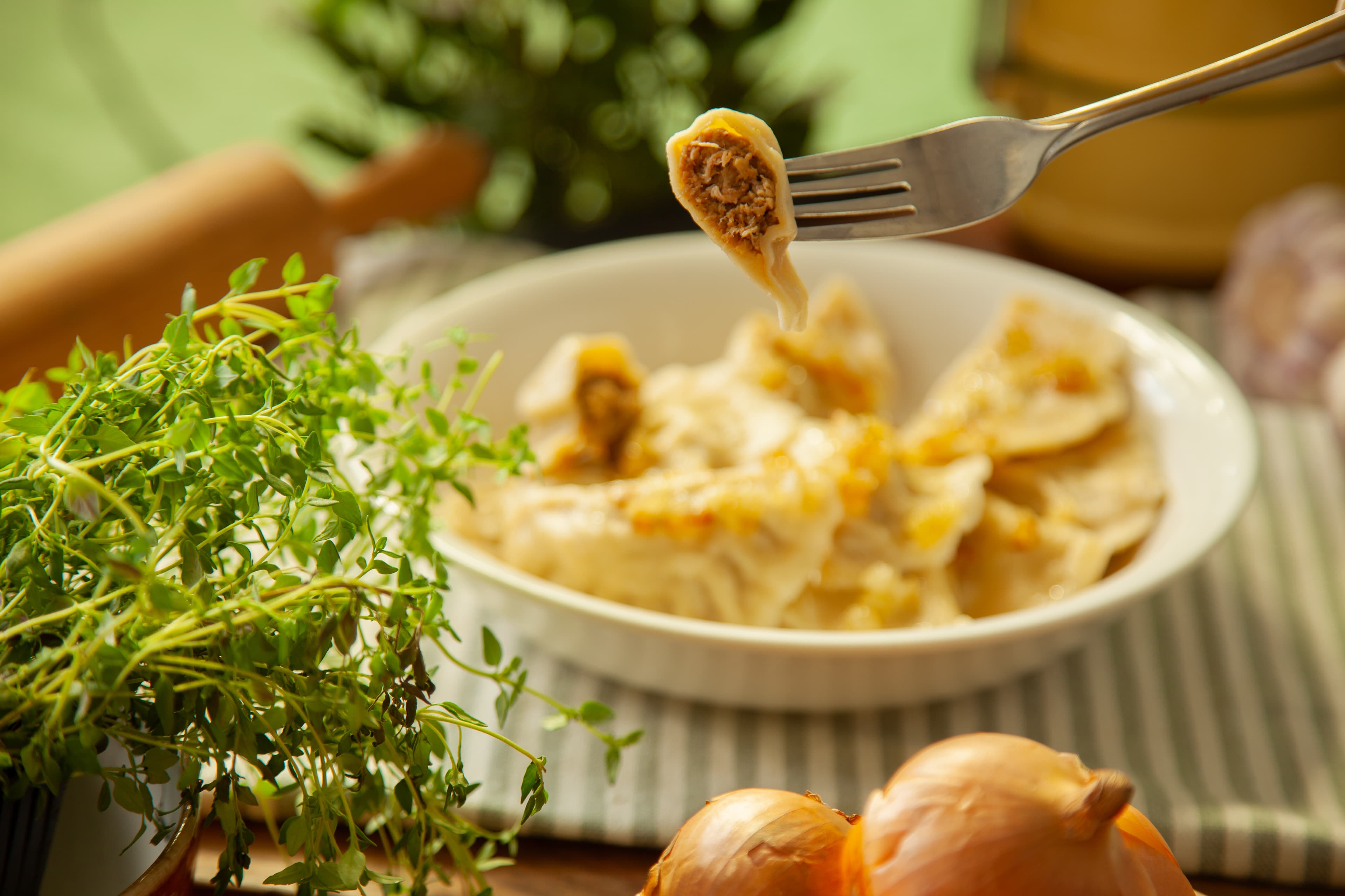 Pierogi z pieczonym kurczakiem Herbowa